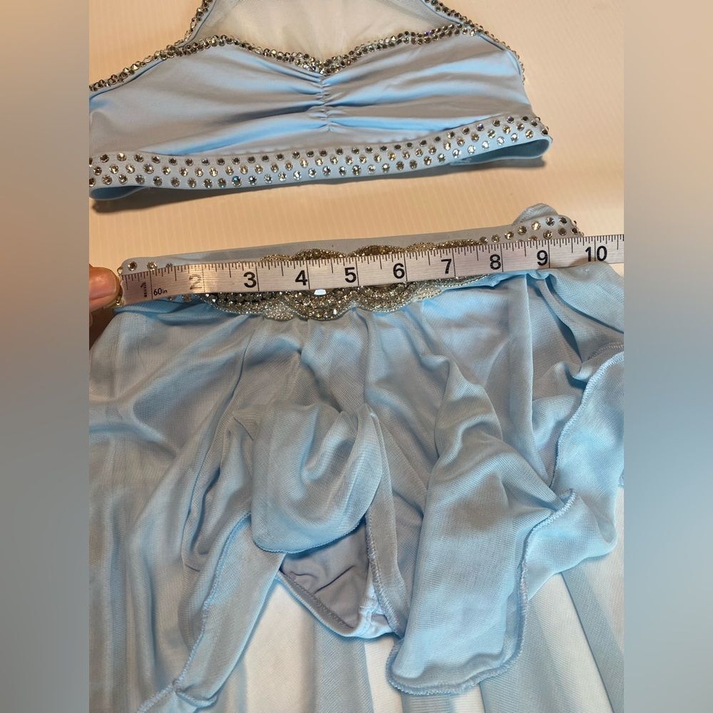 Body wrapper solo custom lyrical Dance 2 piece illusion blue maxi Skirt MC 8/10 - Picture 10 of 16